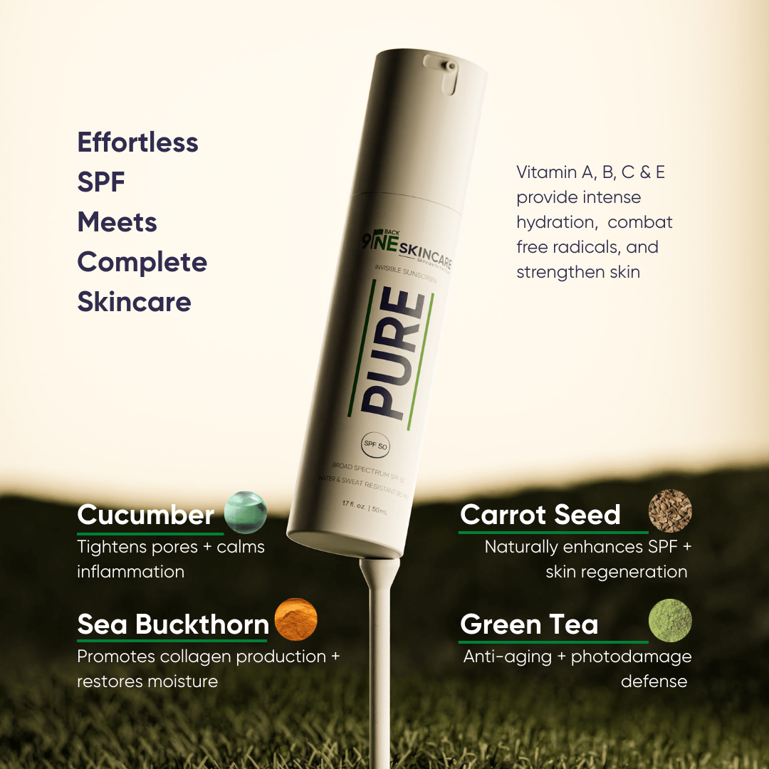 PURE anti-aging primer sunscreen for sensitive skin, enriched with Cucumber, Green Tea, and Vitamin A, C, E