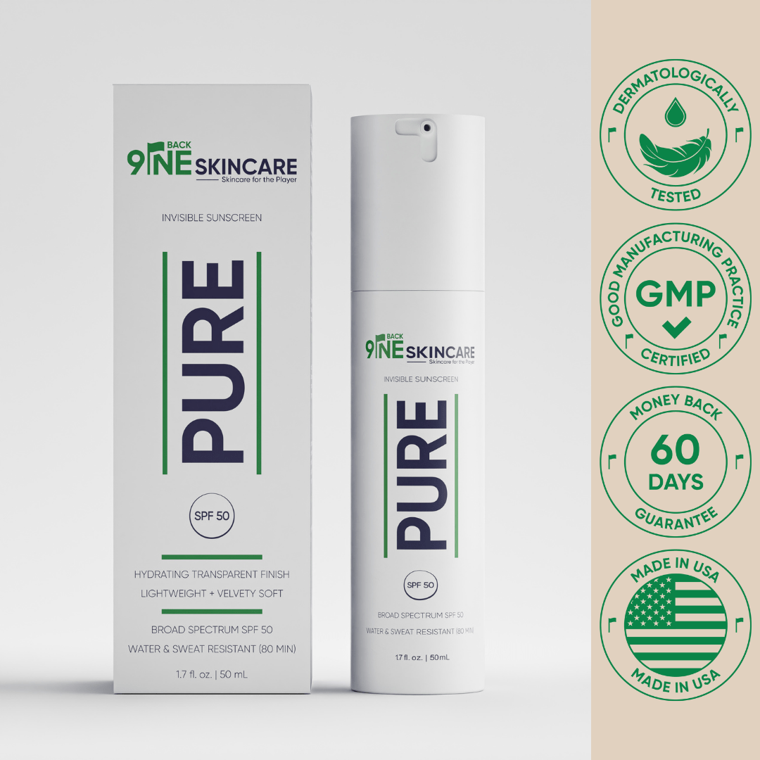 Best sunscreen for face: Back9ine PURE SPF 50 broad spectrum formula, Dermatologically Tested, Made in USA